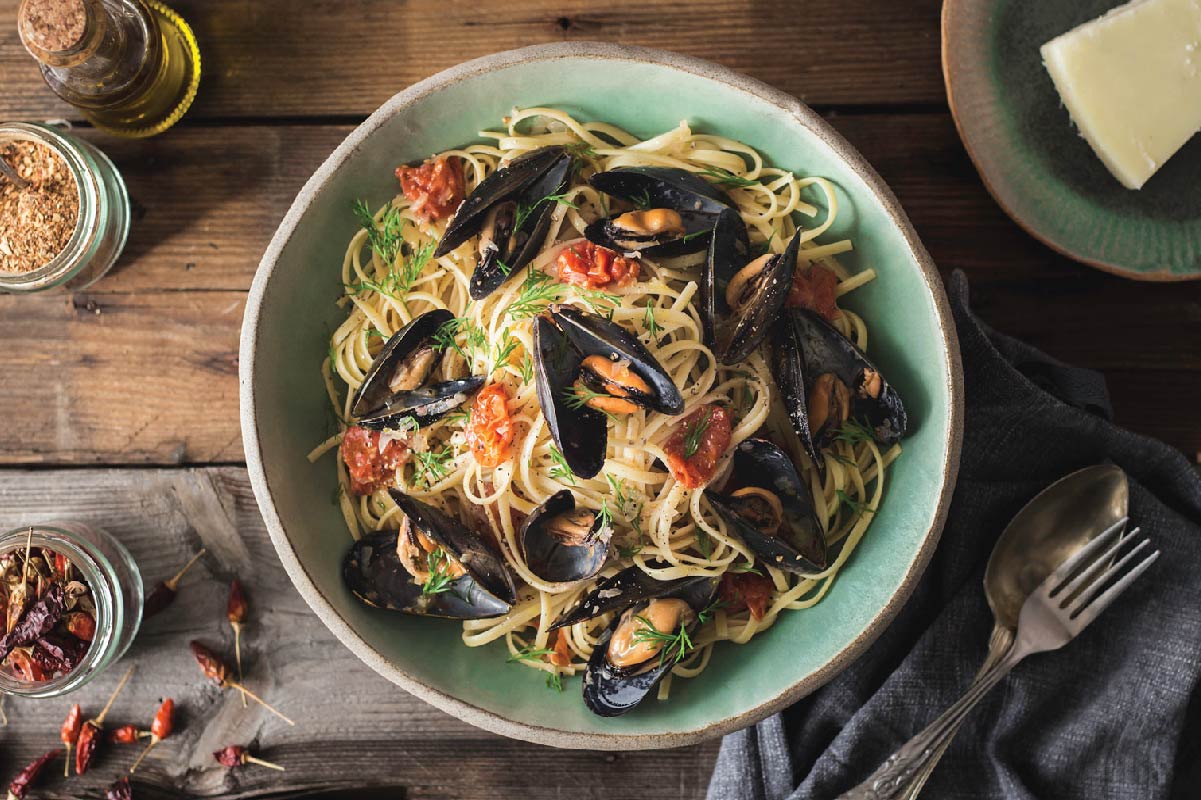 photo with seafood pasta